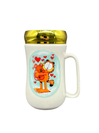 MUG POCILLO CERAMICA CON TAPA ESPEJO PERSONAJE 450ML