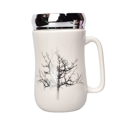 MUG POCILLO CERAMICA CON TAPA ESPEJO 380ML DIM:14X7
