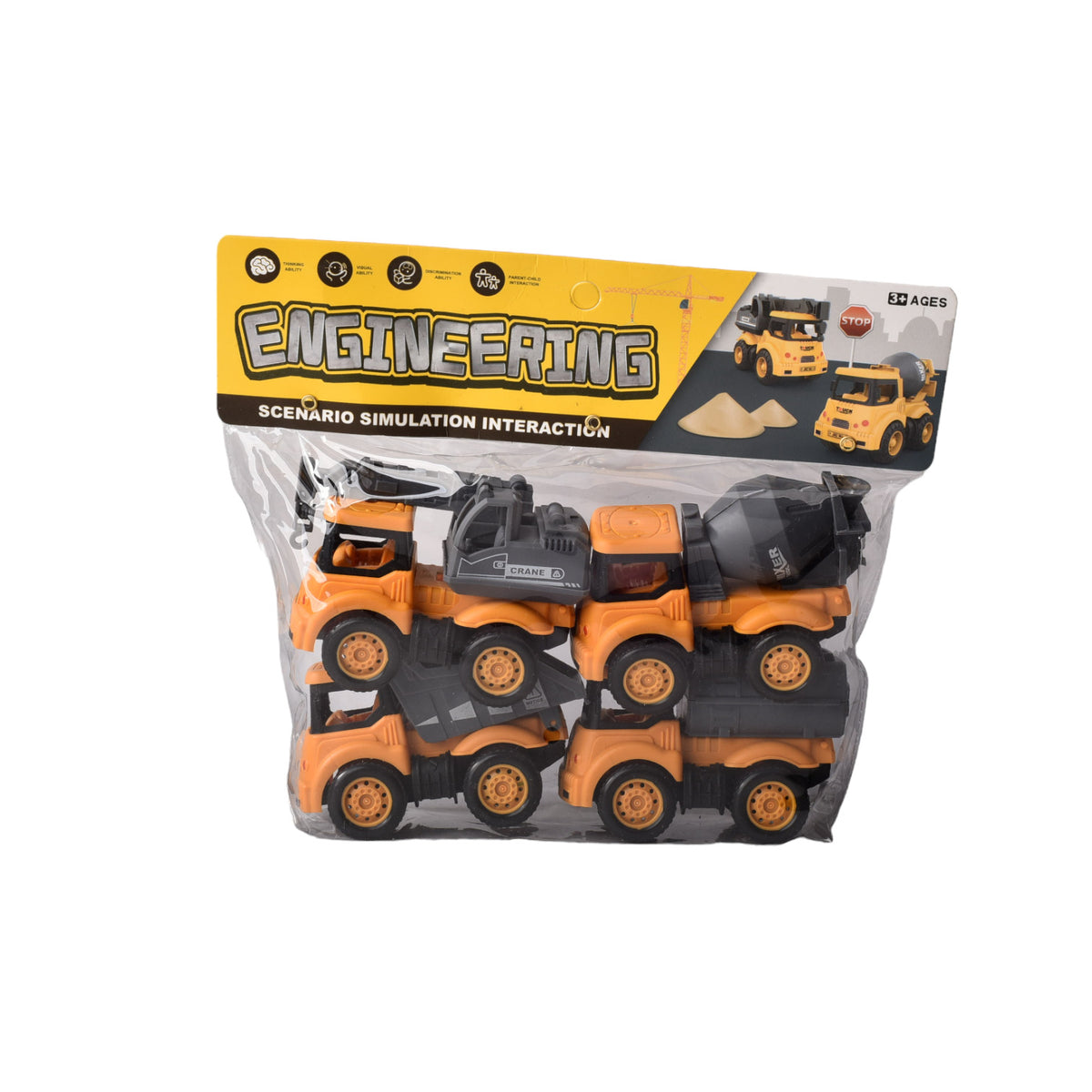 juguete set por 4 unidades maquinas de construccion plastico