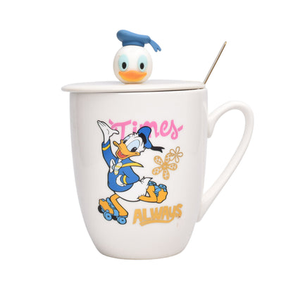 MUG POCILLO CERAMICA PERSONAJE CON TAPA Y CUCHARA 350ML DIM:10X8