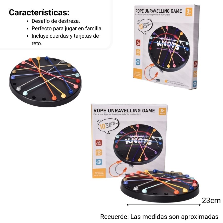 juego de mesa nudos de cuerdas familiar plastico dim:23x22