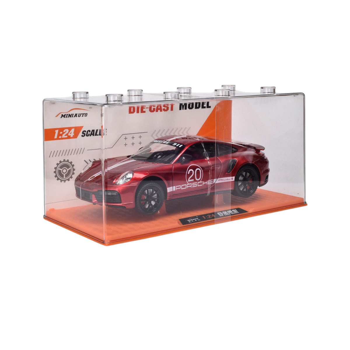 carro de coleccion metalico con estuche acrilico dim:12 x 24 x 12 cm