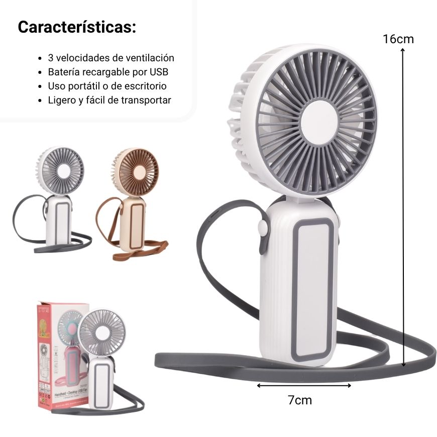 ventilador recargable plastico con cable usb