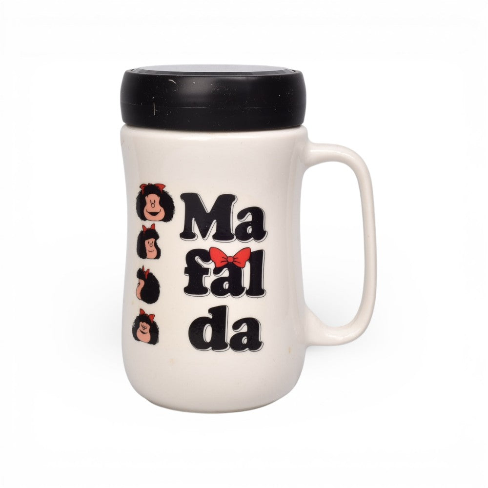 mug pocillo con tapa ceramica personaje 480ml dim:7x7x14