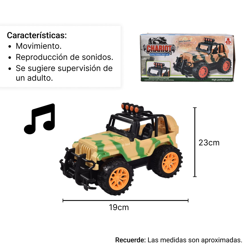 juguete carro militar dim:20x12x10cm