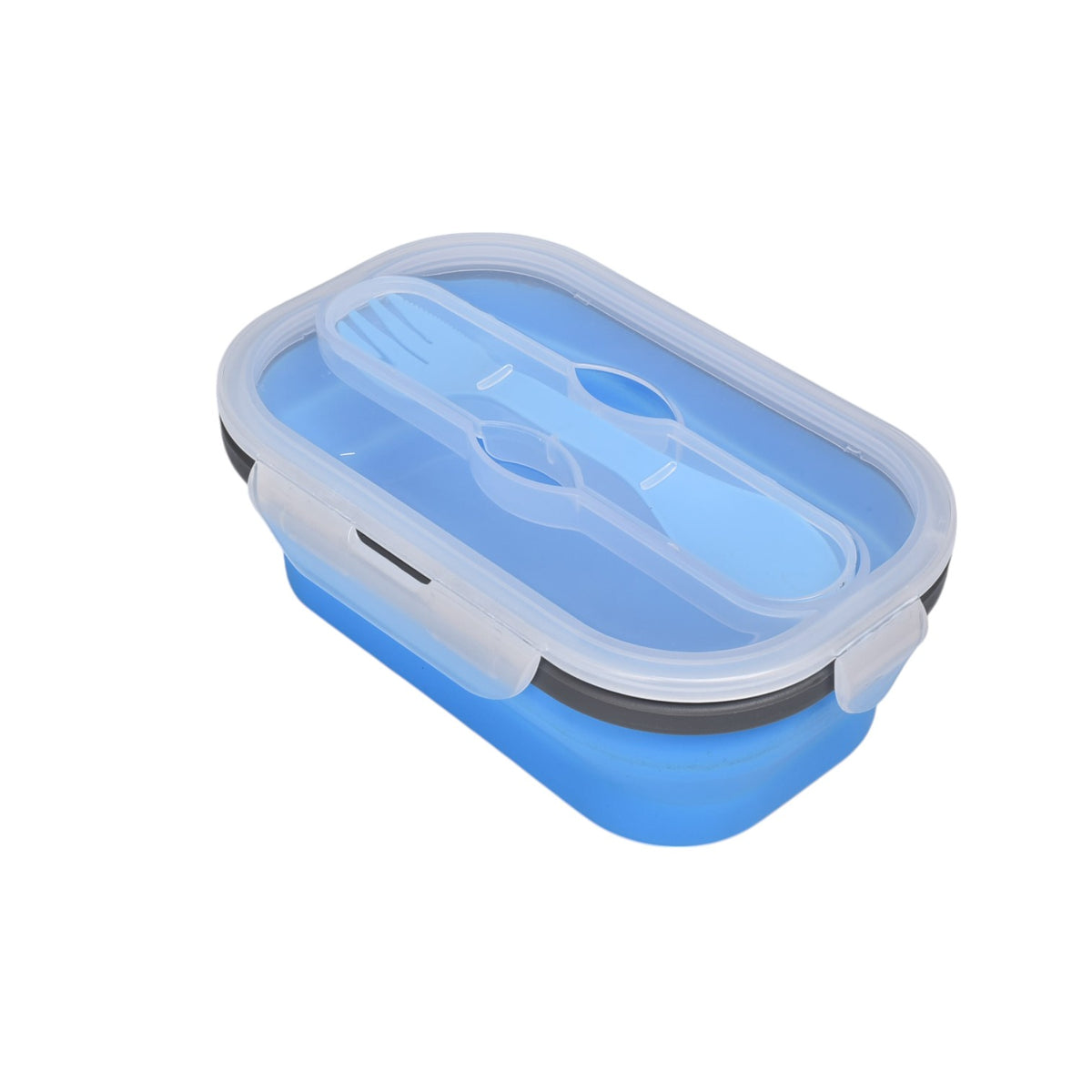 portacomida plegable plastico silicona con cubierto dim:19x12x7
