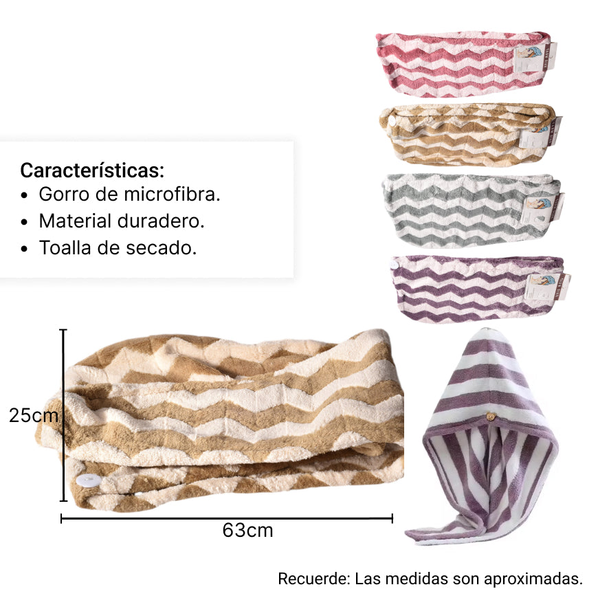 gorro microfibra para secar el cabello