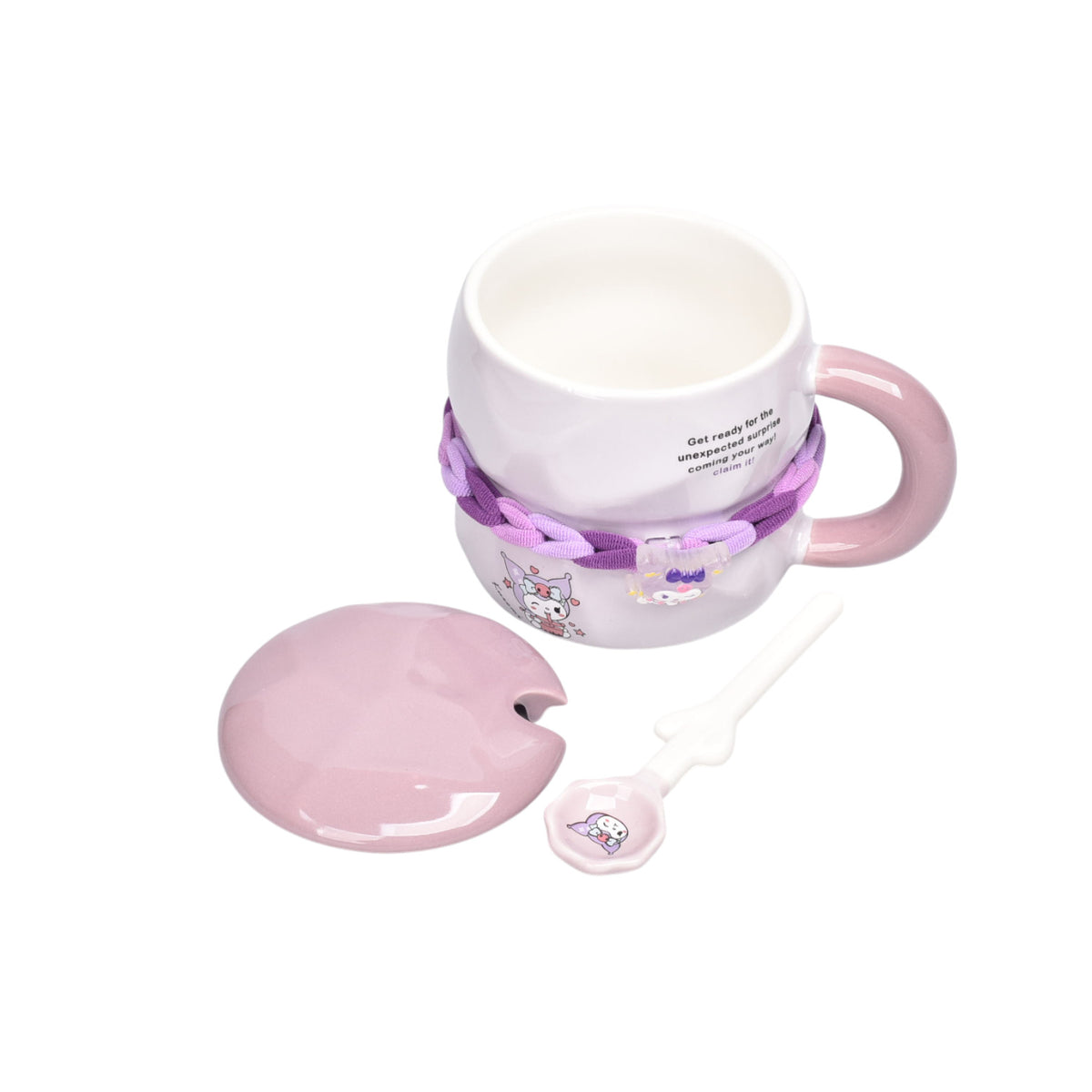 mug pocillo ceramica con tapa y cuchara personaje 380ml dim:9x9