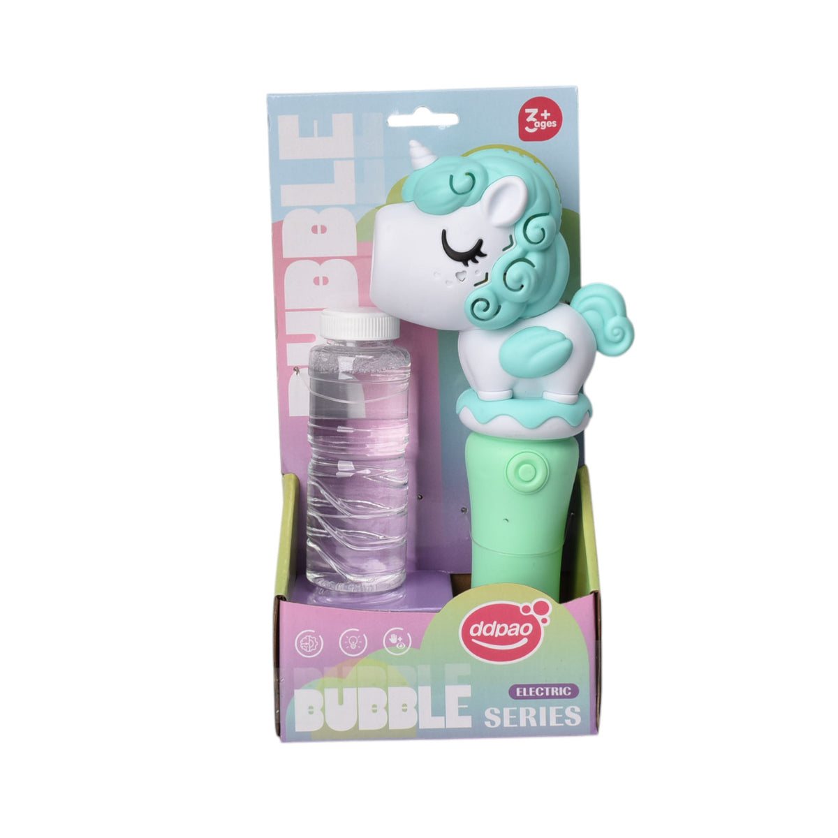 juguete pistola de burbujas unicornio plastico dim:13x6x26