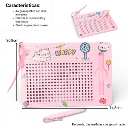 TABLERO MAGNETICO ROSADO CON LAPIZ PLASTICO Y METAL DIM:14X20