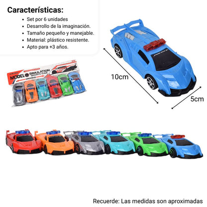 JUGUETE SET POR 6 UNIDADES CARROS COLECCION PLASTICO DIM:35X3X20