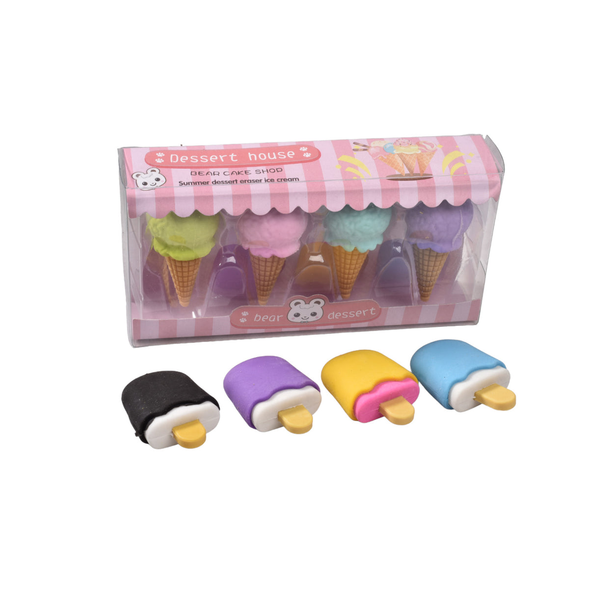 borrador con diseños x 4 und