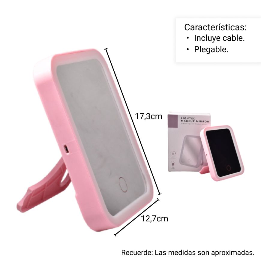 espejo tocador mesa luz led maquillaje dim:13x17x2
