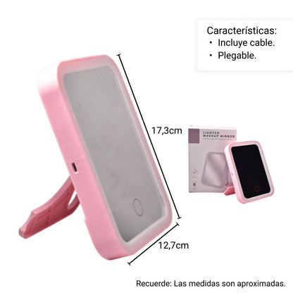 ESPEJO TOCADOR MESA LUZ LED MAQUILLAJE DIM:13x17x2
