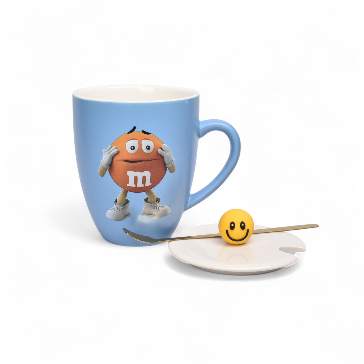 mug pocillo ceramica personaje con tapa y cuchara 400ml dim:10x9