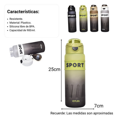 BOTELLA DE AGUA 900ML PLASTICA  DIM:7X7X25
