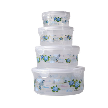 SET POR 4UND RECIPIENTES PLASTICO TRANSPARENTE REDONDO