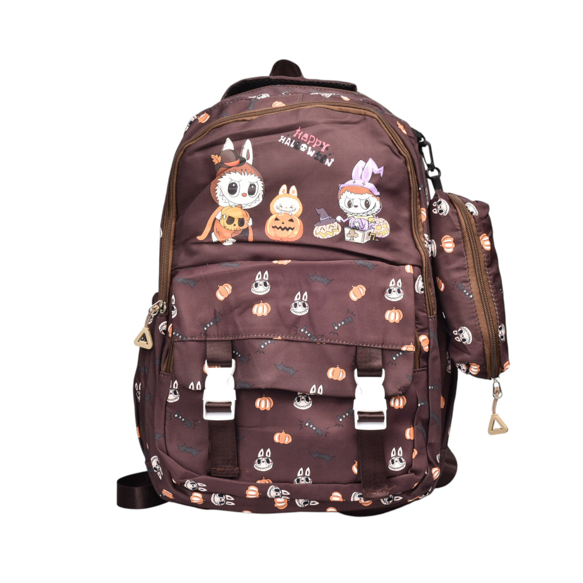 maleta morral con cartuchera poliester personaje dim:46x32x15