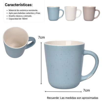 MUG POCILLO CERAMICA 180ML DIM:7X7X8