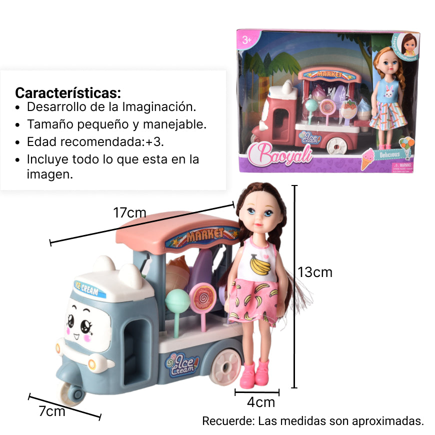 juguete muñeca con accesorios plastica