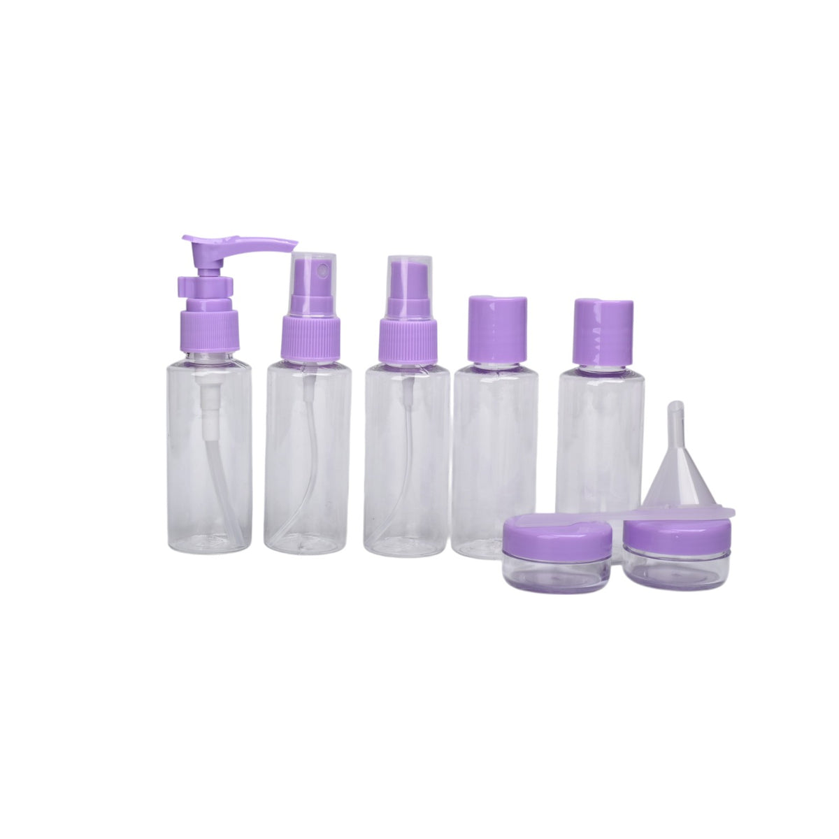 kit 9 envases recargables viajero plastico 50ml dim:22x16x4
