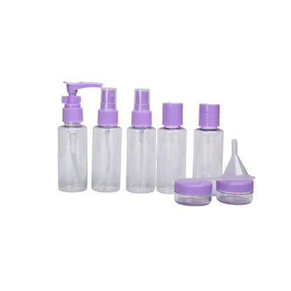 KIT 9 ENVASES RECARGABLES VIAJERO PLASTICO 50ML DIM:22X16X4