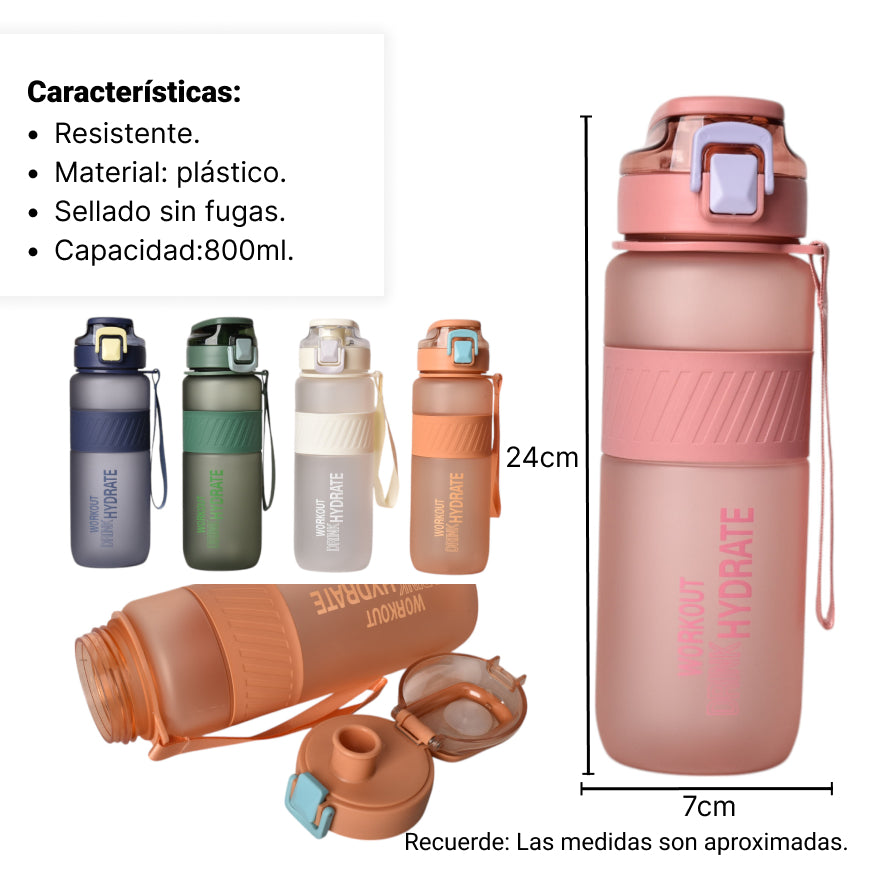 botella de agua 800ml plastico