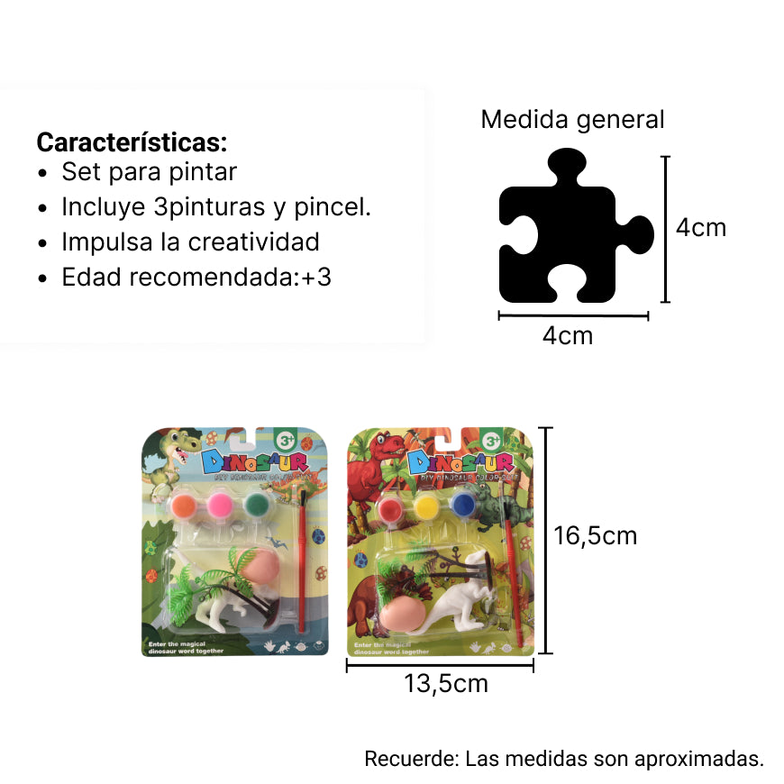 set kit de pintar dinosaurio dim:13x16x2