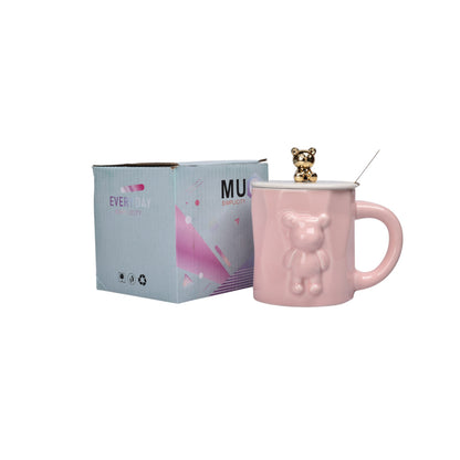 MUG POCILLO CON TAPA DE CERAMICA PERSONAJE 420ML DIM:9X9X9