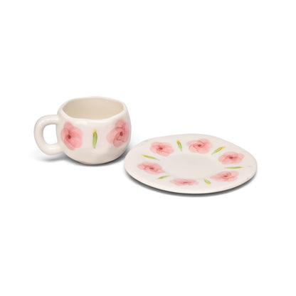 POCILLO SET CON PLATO 140ML CERAMICA