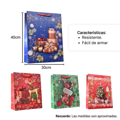 BOLSA REGALO EN PAPEL NAVIDAD TAMAÑO (L) GRANDE