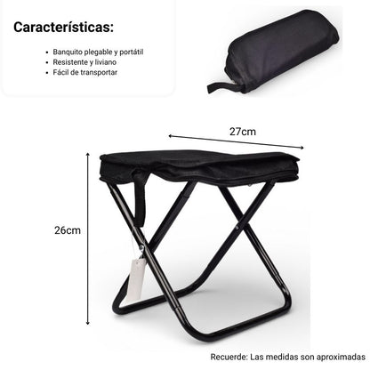 SILLA METAL POLIESTER DESPLEGABLE NEGRO MEDIANA DIM:27X23X26