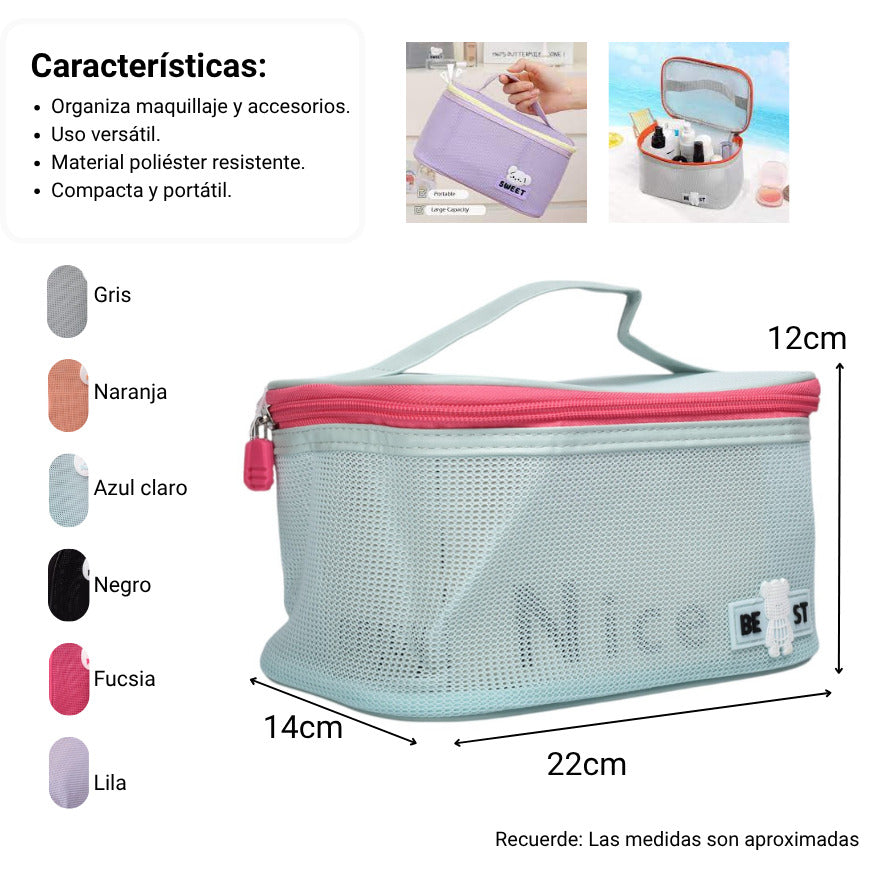 cosmetiquera maquillaje organizador poliester dim:21x14x12