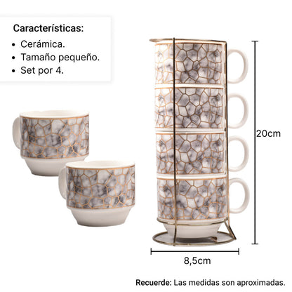 MUG POCILLO CERMICA COLOR BLANCO X 4 UNIDADES