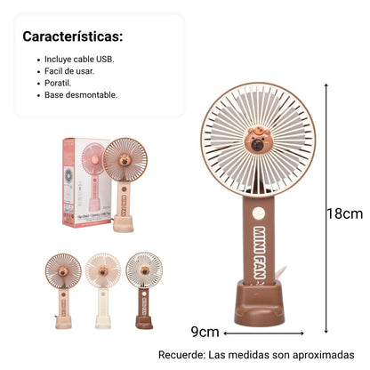 VENTILADOR REDONDO PLASTICO RECARGABLE DIM:18X9X3
