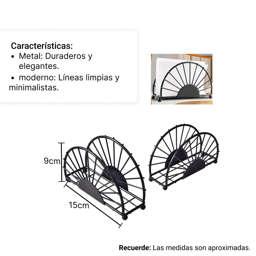 servilletero de acero inoxidable negro dim: 15x8