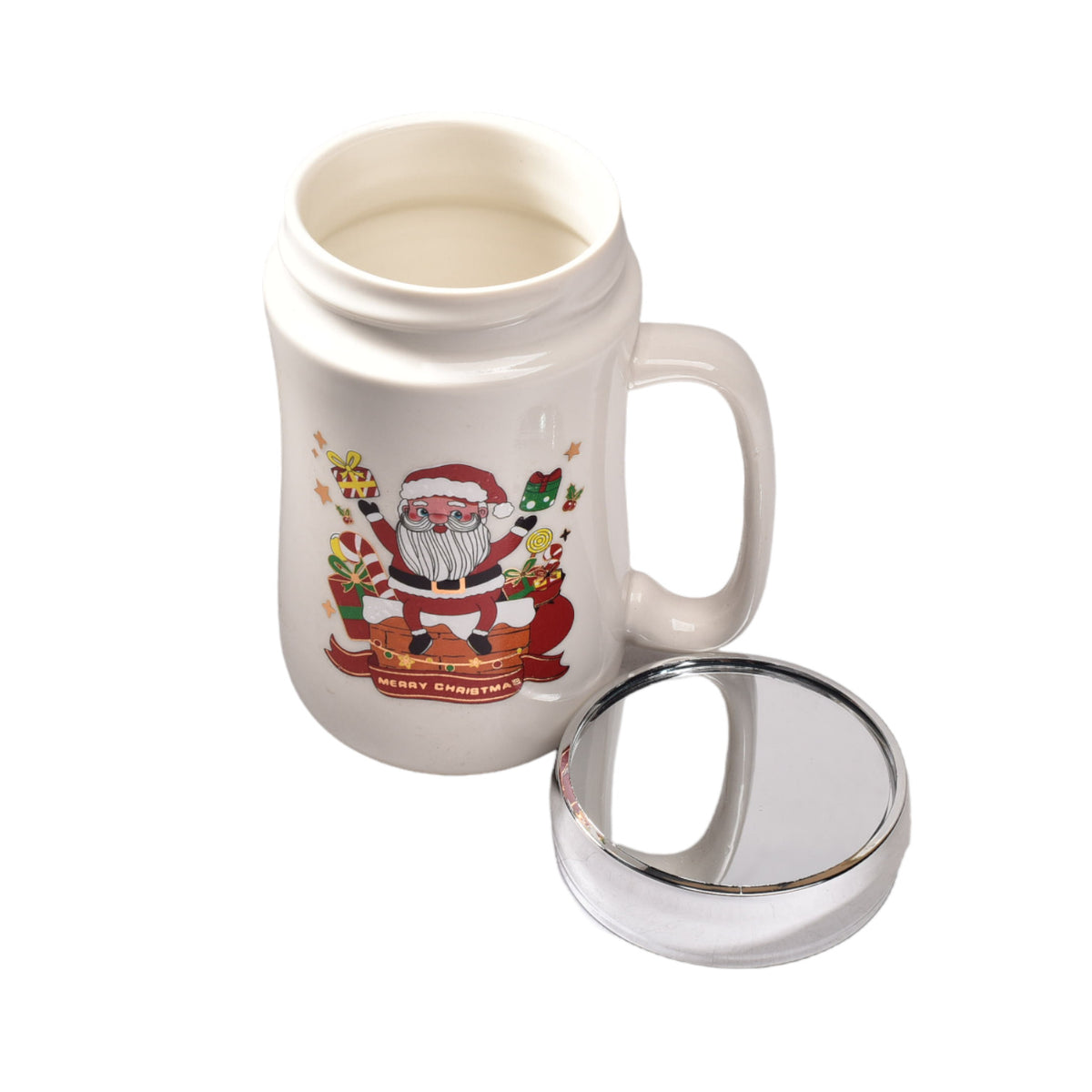 mug pocillo con tapa cermica de navidad