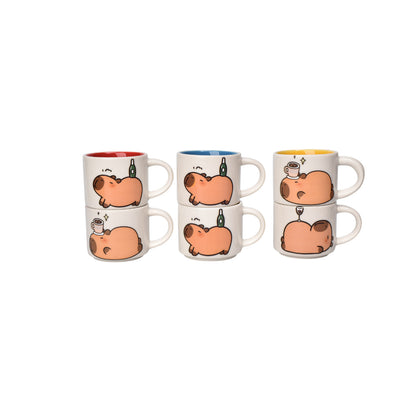 CAJA DE POCILLO POR 6UND CERAMICA CAPYBARA 100ML DIM:5X4X4