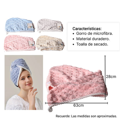 GORRO MICROFIBRA PARA SECAR EL CABELLO