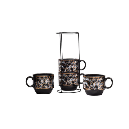 MUG POCILLO CERMICA COLOR NEGRO X 4 UNIDADES