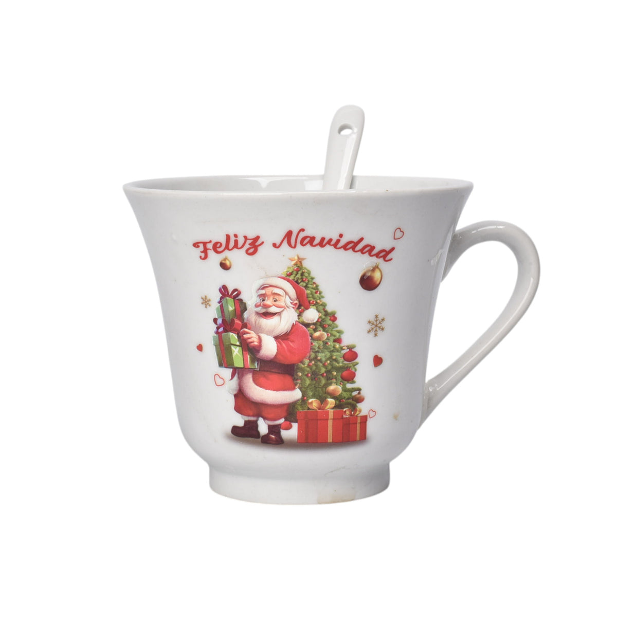 mug pocillo en ceramica con cuchara navidad 250ml dim:9x9