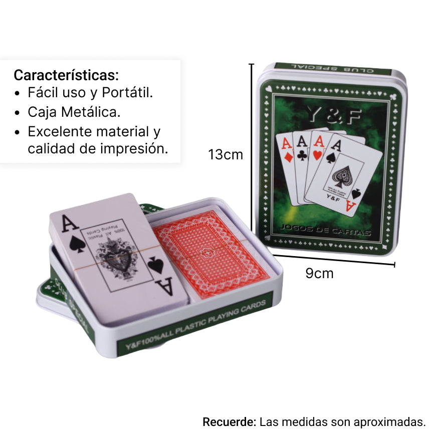 cartas (m1049) poker con estuche metalico