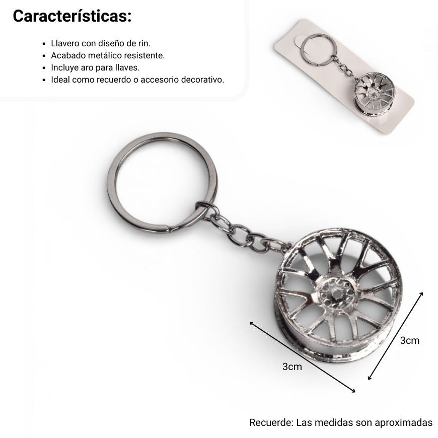 llavero metal forma de llanta dim:3x3x1