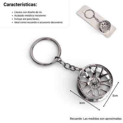 LLAVERO METAL FORMA DE LLANTA DIM:3X3X1