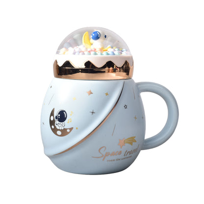 MUG POCILLO EN CERAMICA ASTRONAUTA GRANDE ANCHO CON TAPA