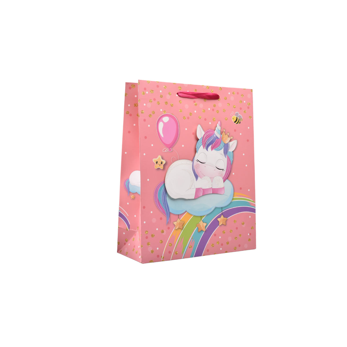 bolsa regalo en papel unicornio tamaño mediano