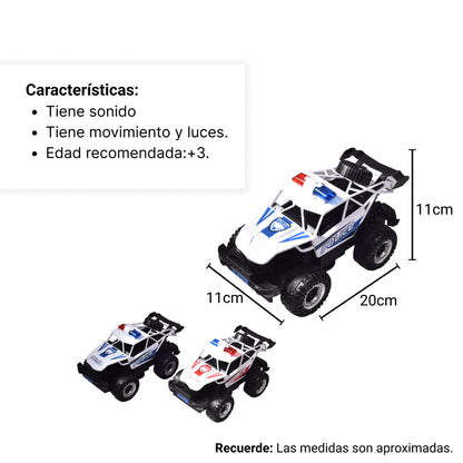 CARRO PARA NIÑOS POLICIA  CON LUCES SONIDO Y MOVIMIENTO