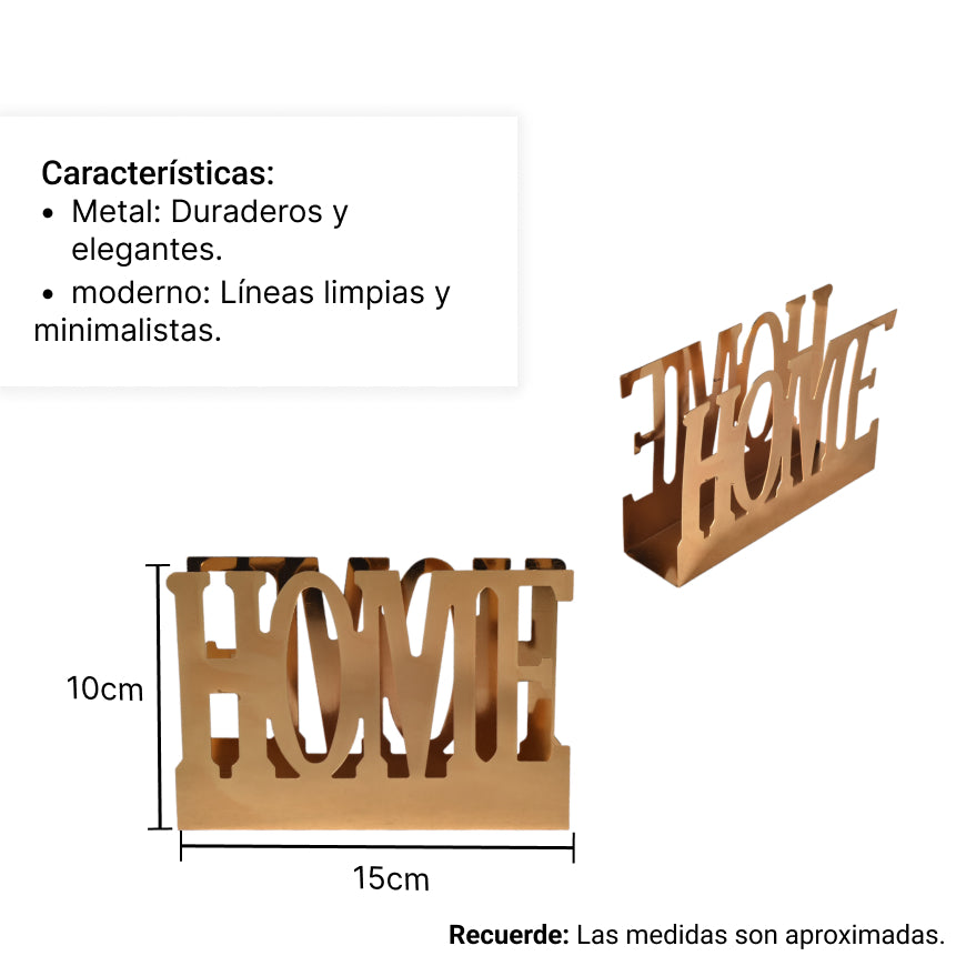 servilletero home dorado de acero inoxidable dim:14x9