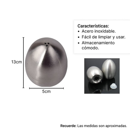 SALERO PIMENTERO HUEVO ACERO INOX  DIM:5