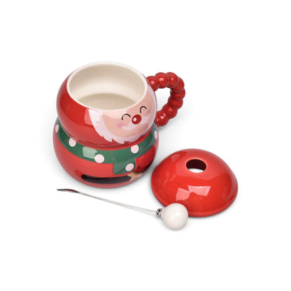 MUG POCILLO CERAMICA CON TAPA Y CUCHARA 360ML